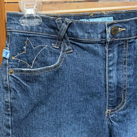 Duplex Girls Blue Denim Jeans Size 14 Waist 26” Inseam 27.5” Embroidered - Picture 4 of 8